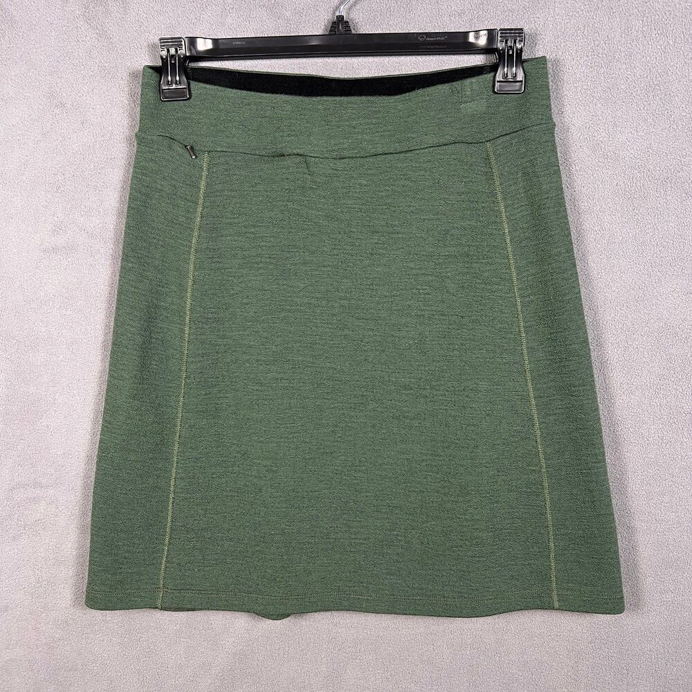 Ibex Merino Wool Skirt Womens L Large Heather Green Izzi Zipper Pocket A-Line